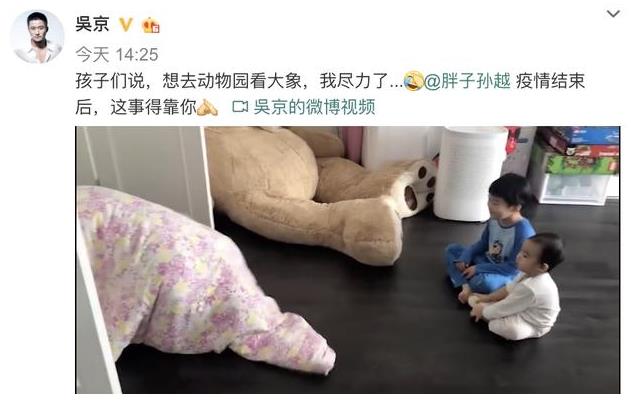 吳京在家COS大象，花式陪娃歡樂多