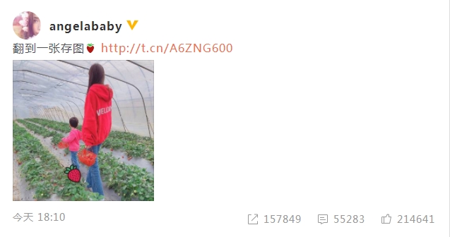 baby帶小海綿摘草莓 綠洲曬親子照動(dòng)作神同步