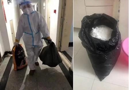 居家隔離男孩眼饞外面的雪景，“大白”看到家長(zhǎng)朋友圈后送雪到家