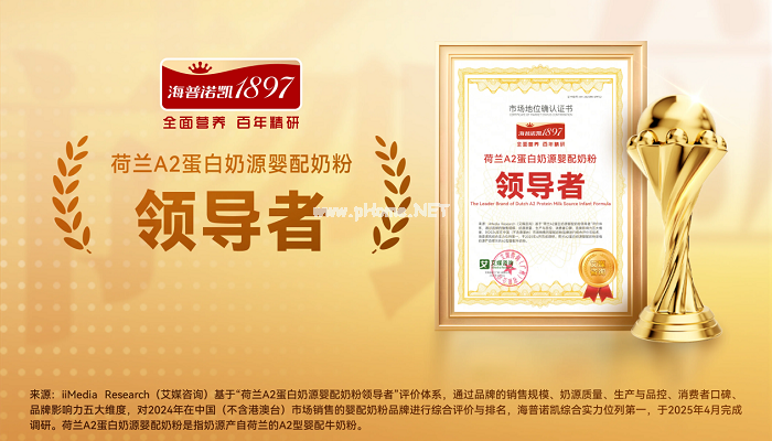 海普諾凱獲艾媒咨詢“荷蘭A2蛋白奶源嬰配奶粉領(lǐng)導(dǎo)者”市場地位確認